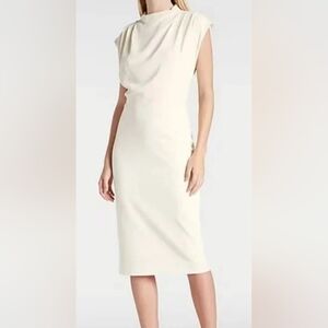 🎉Host Pick🎉 [EXPRESS] Draped Mock Neck Midi Sheath Dress 《XL》
